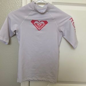 Roxy Kids Large Pink and White Rash Guard
